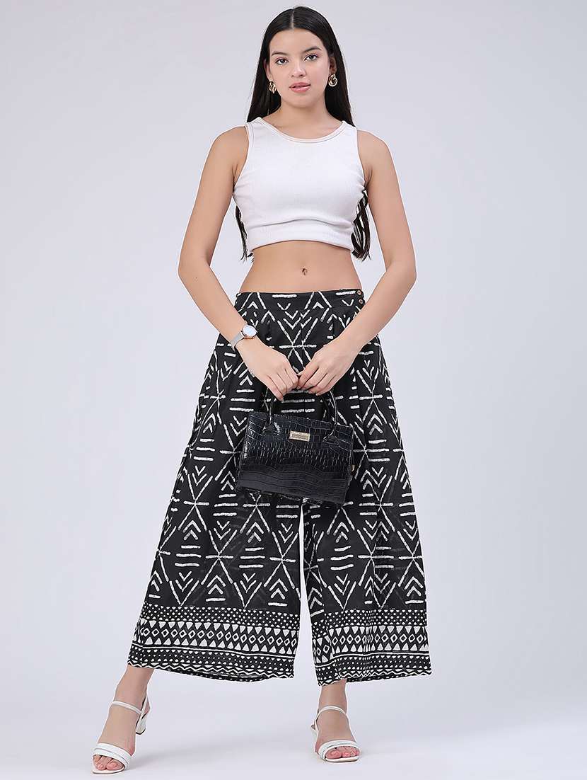 women printed mid rise flared palazzo - 22382180 -  Standard Image - 5
