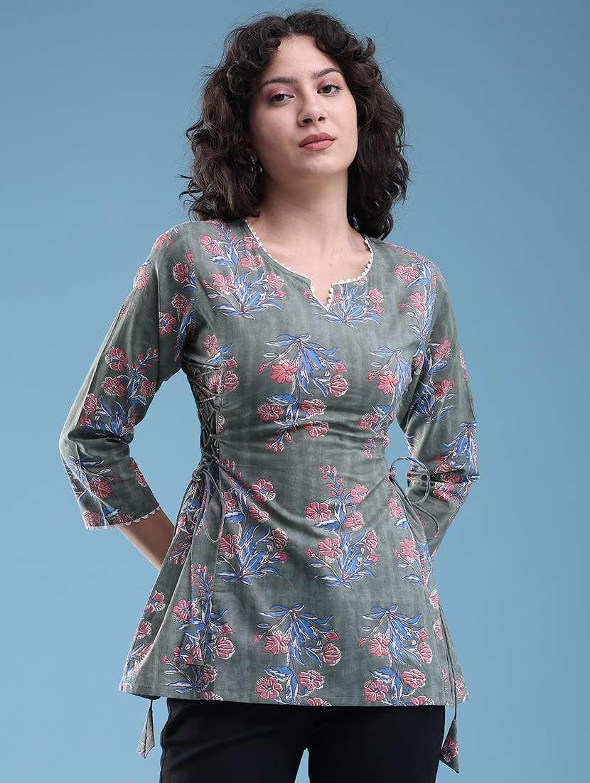 Women Printed Three Quarter Sleeves A-line Top - 22382185 -  Standard Image - 3