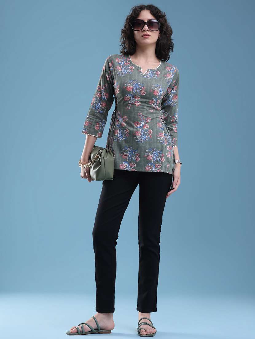 Women Printed Three Quarter Sleeves A-line Top - 22382185 -  Standard Image - 5