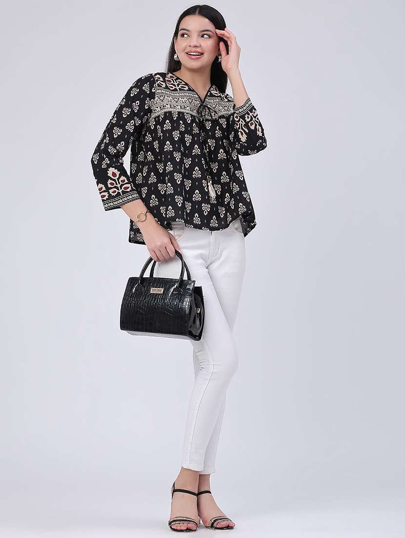 Women Printed Three Quarter Sleeves Regular Top - 22382188 -  Standard Image - 5