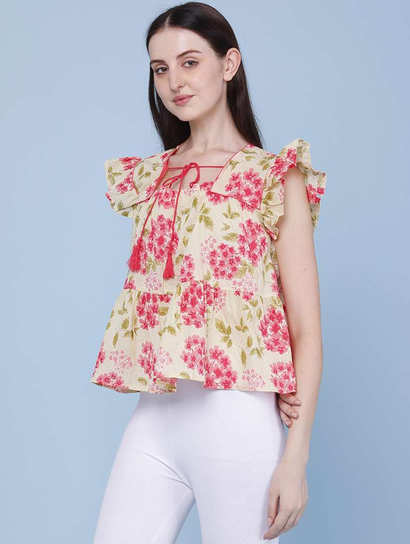 womne printed square neck flared top - 22382189 -  Standard Image - 3