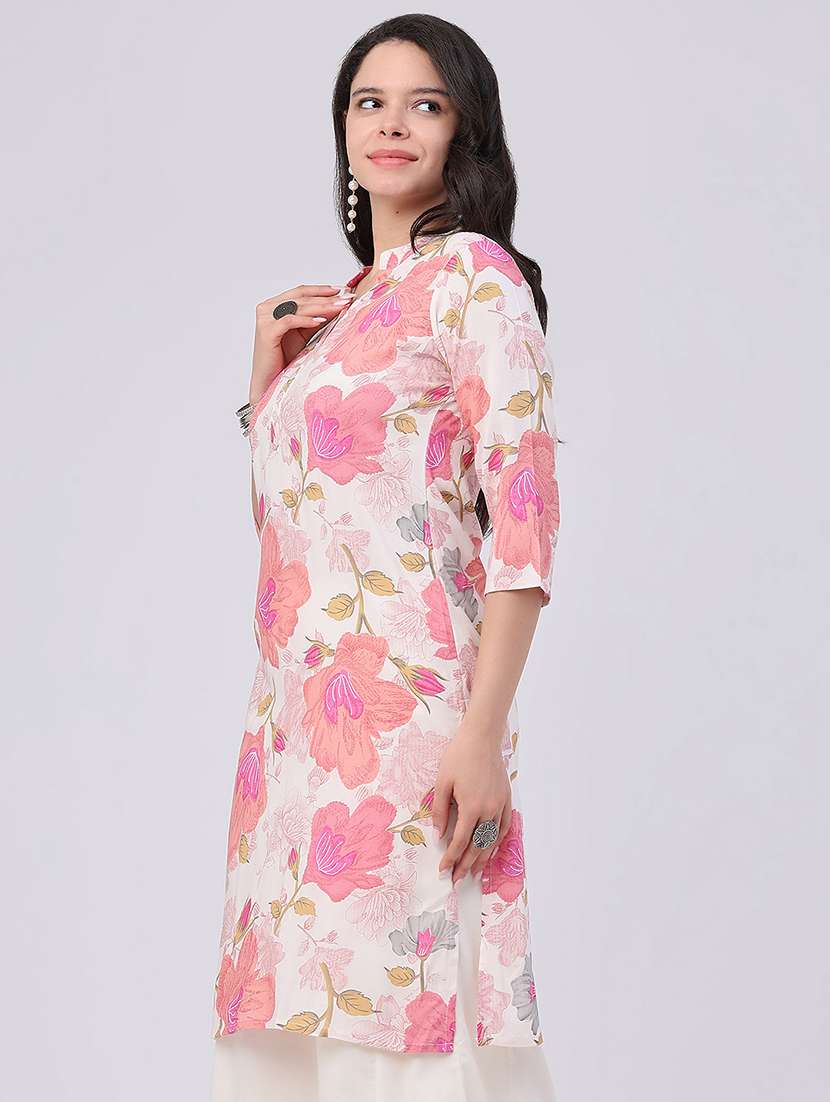 women printed three quarter sleeves straight kurta - 22382205 -  Standard Image - 3