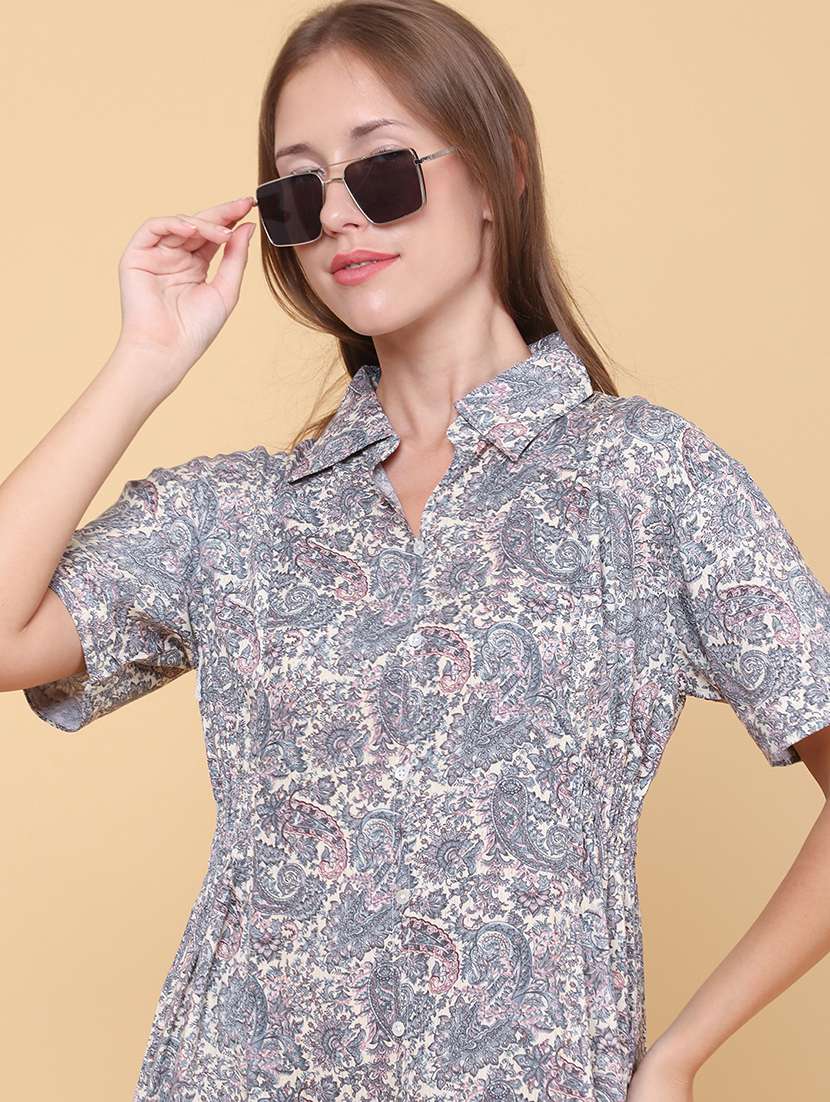 women printed short sleeves a-line dress - 22382247 -  Standard Image - 5