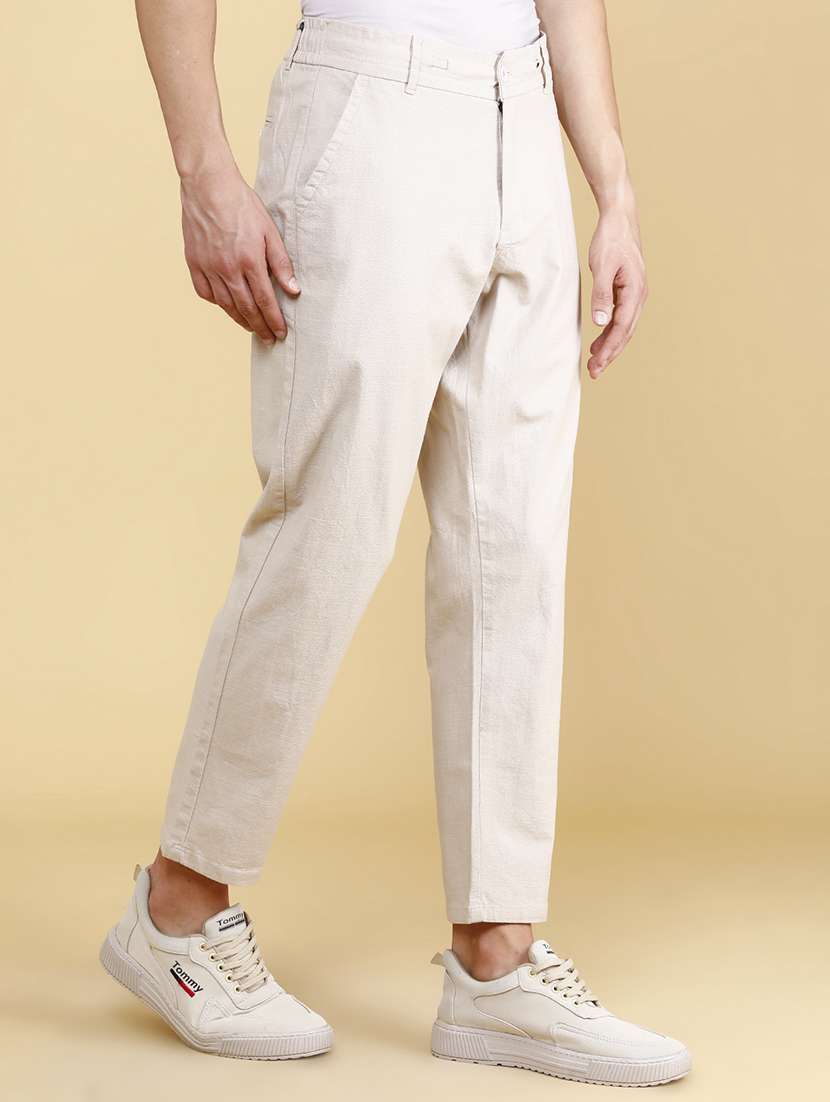 Men Solid Mid Rise Chinos Casual Trouser - 22382261 -  Standard Image - 3