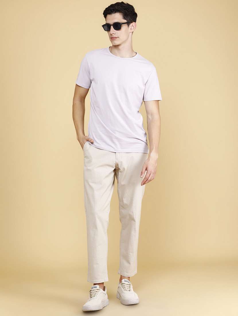 Men Solid Mid Rise Chinos Casual Trouser - 22382261 -  Standard Image - 5