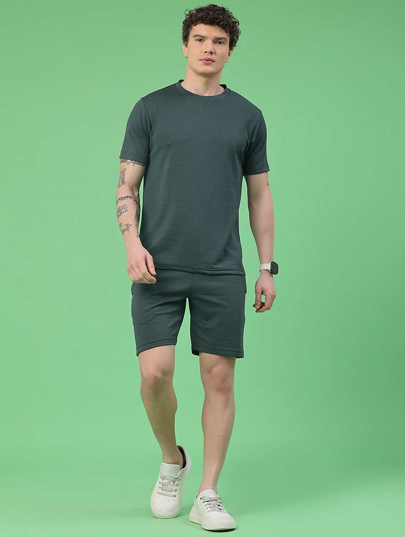 Men Textured Short Sleeve Shorts & T-shirt Co-ord Set - 22382308 -  Standard Image - 3