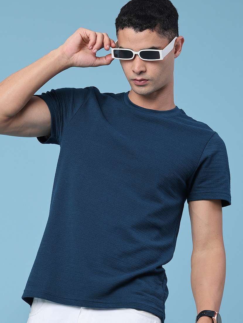 men self design short sleeve slim fit t-shirt