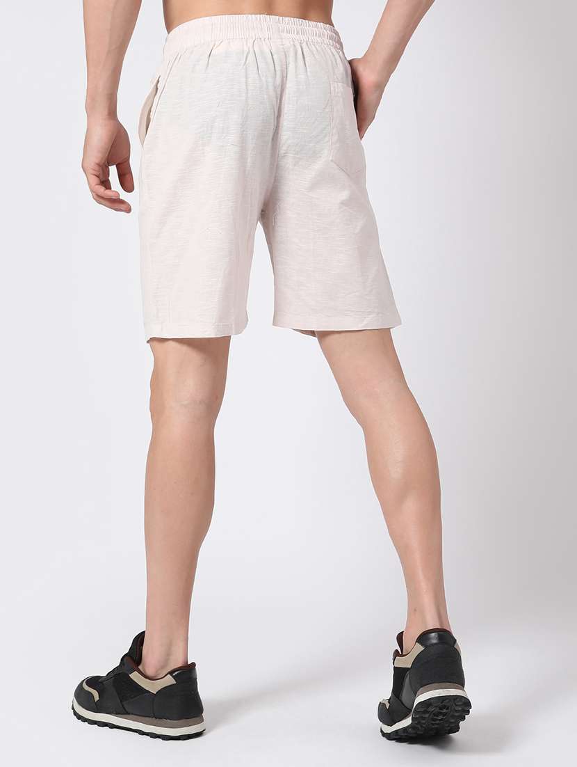 white  cotton shorts three - fourth - 22382399 -  Standard Image - 3