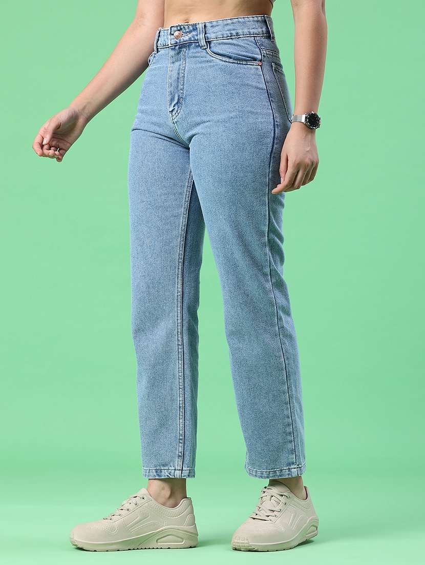 women solid mid rise straight fit jeans - 22382514 -  Standard Image - 3