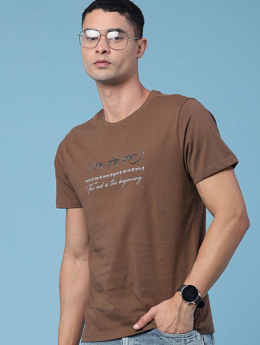 men chest printed short sleeves casual t-shirt