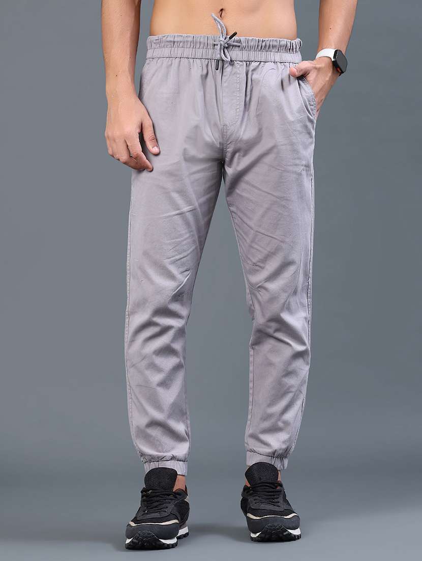 men solid mid rise casual jogger