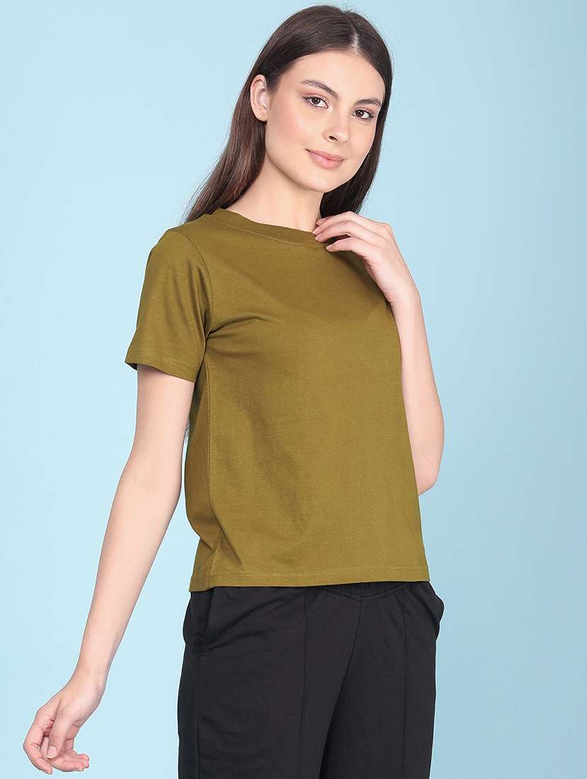 olive cotton regular tshirt - 22382623 -  Standard Image - 3