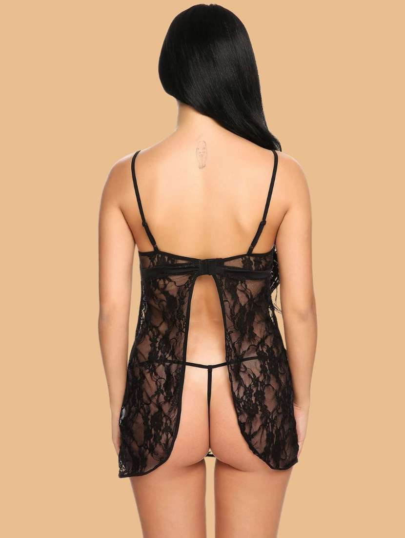 women self designed sleeveless lace babydoll - 22382689 -  Standard Image - 3