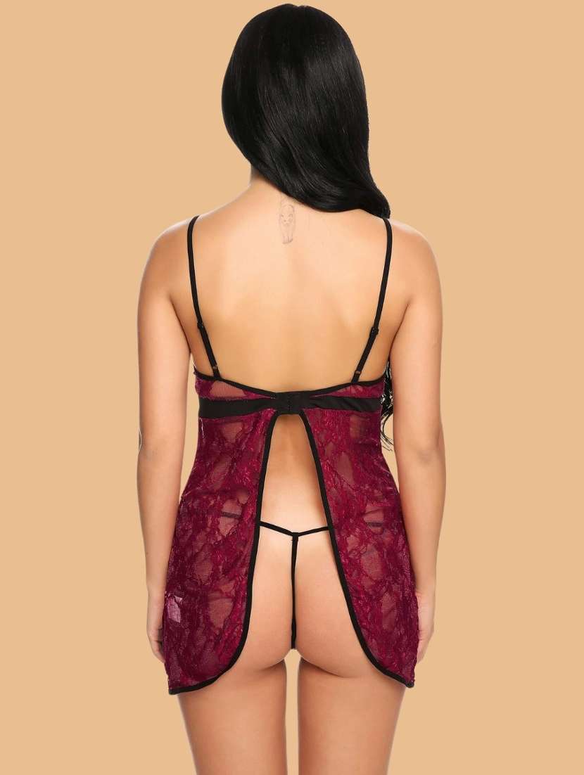 women self designed sleeveless lace babydoll - 22382690 -  Standard Image - 3