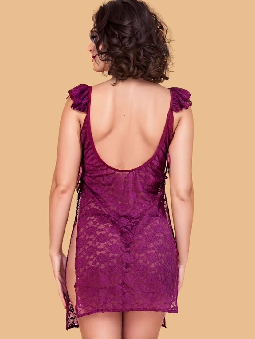 women self designed sleeveless lace babydoll - 22382707 -  Standard Image - 3