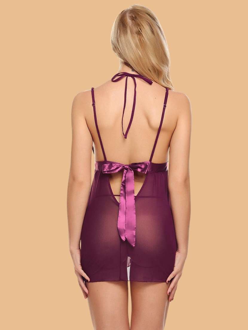 women self designed sleeveless lace babydoll - 22382718 -  Standard Image - 3