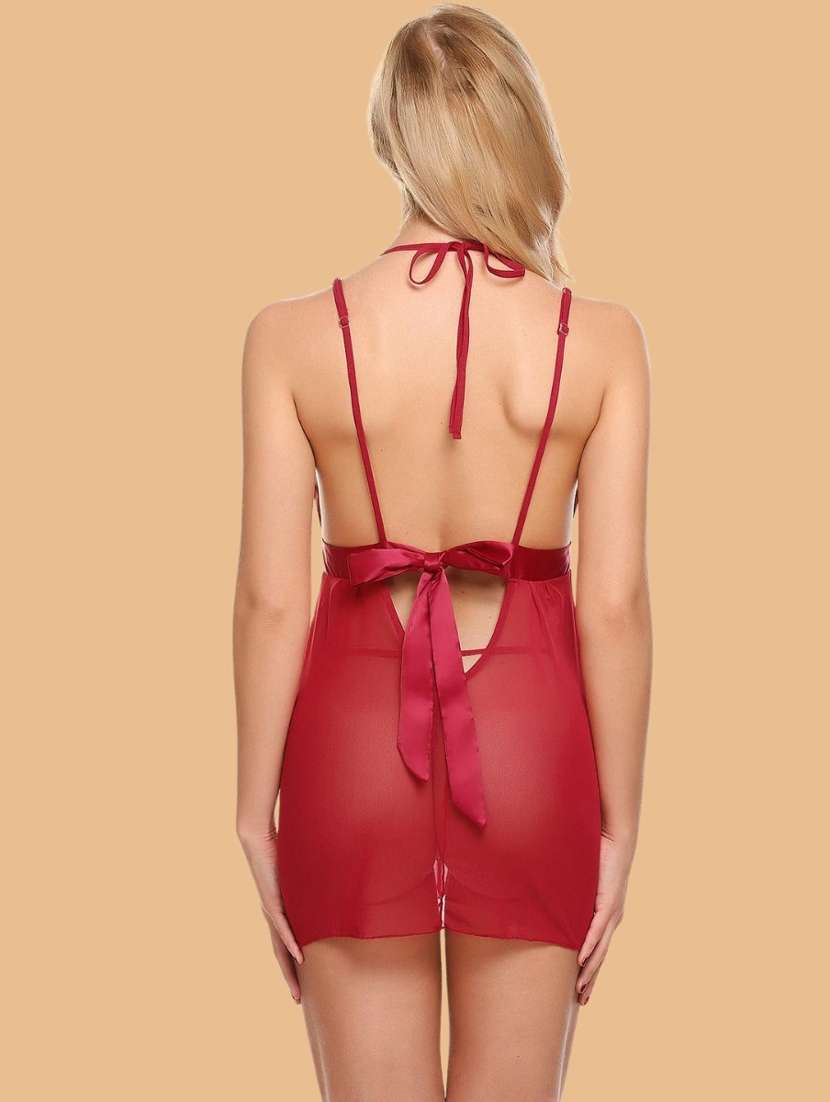 women self designed sleeveless lace babydoll - 22382719 -  Standard Image - 3