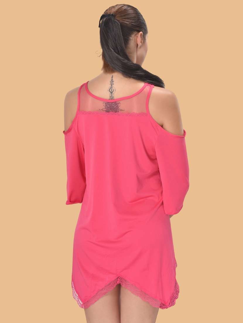 women self designed cold shoulder lace babydoll - 22382727 -  Standard Image - 3