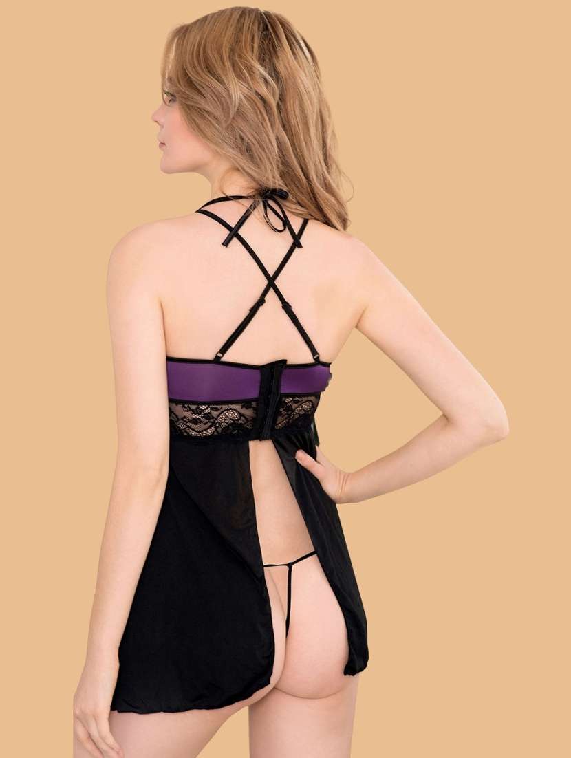 women self designed sleeveless lace babydoll - 22382728 -  Standard Image - 3