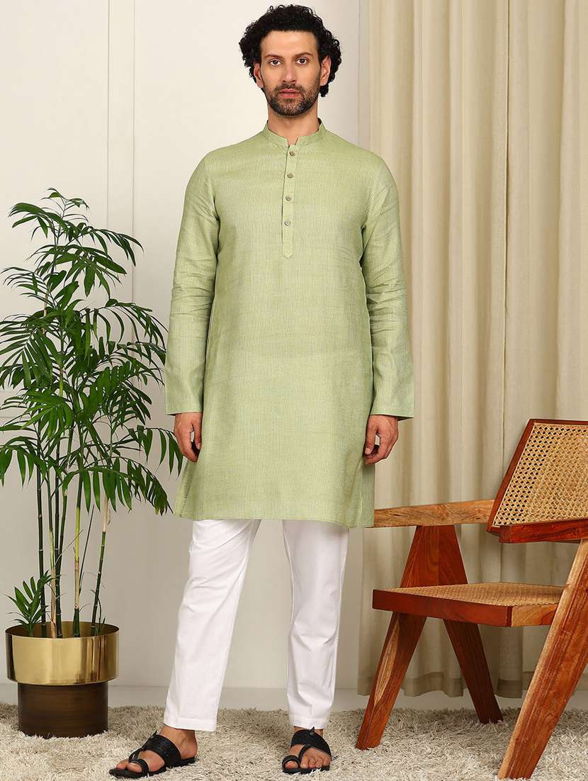 men mandarin neck kurta pyjama ethnic wear set