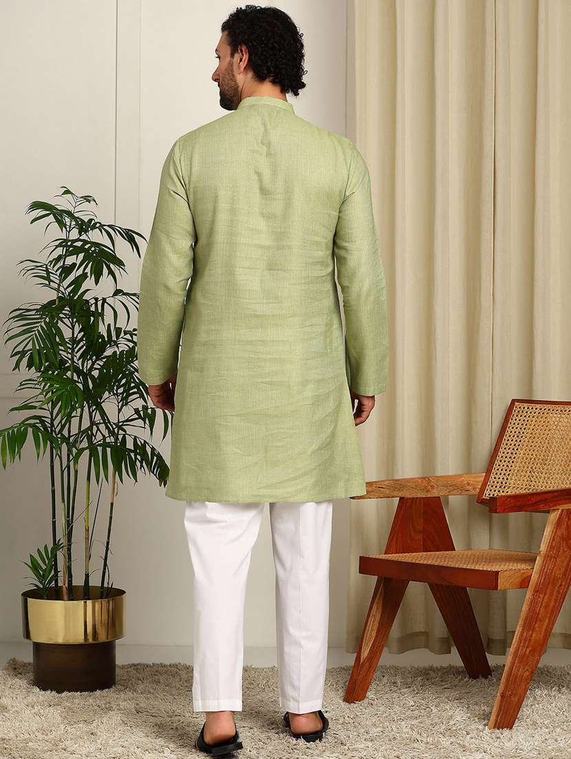 men mandarin neck kurta pyjama ethnic wear set - 22383938 -  Standard Image - 3