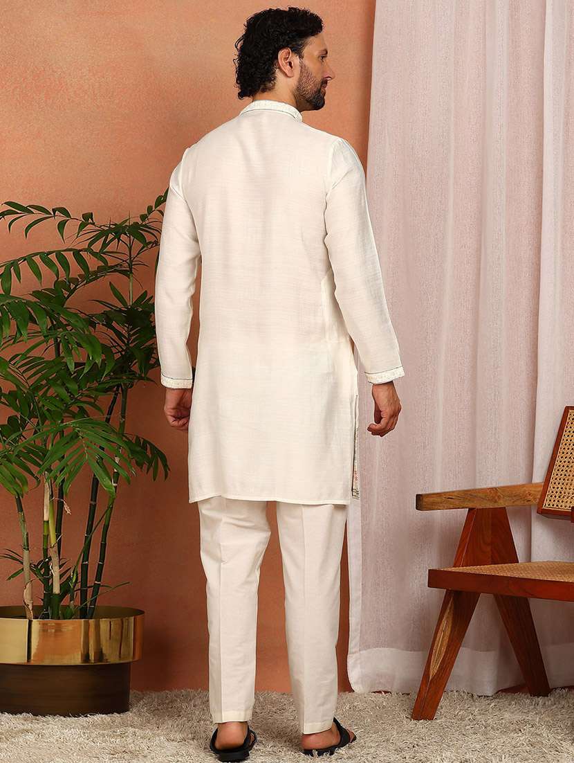 men mandarin neck kurta pyjama ethnic wear set - 22383944 -  Standard Image - 3