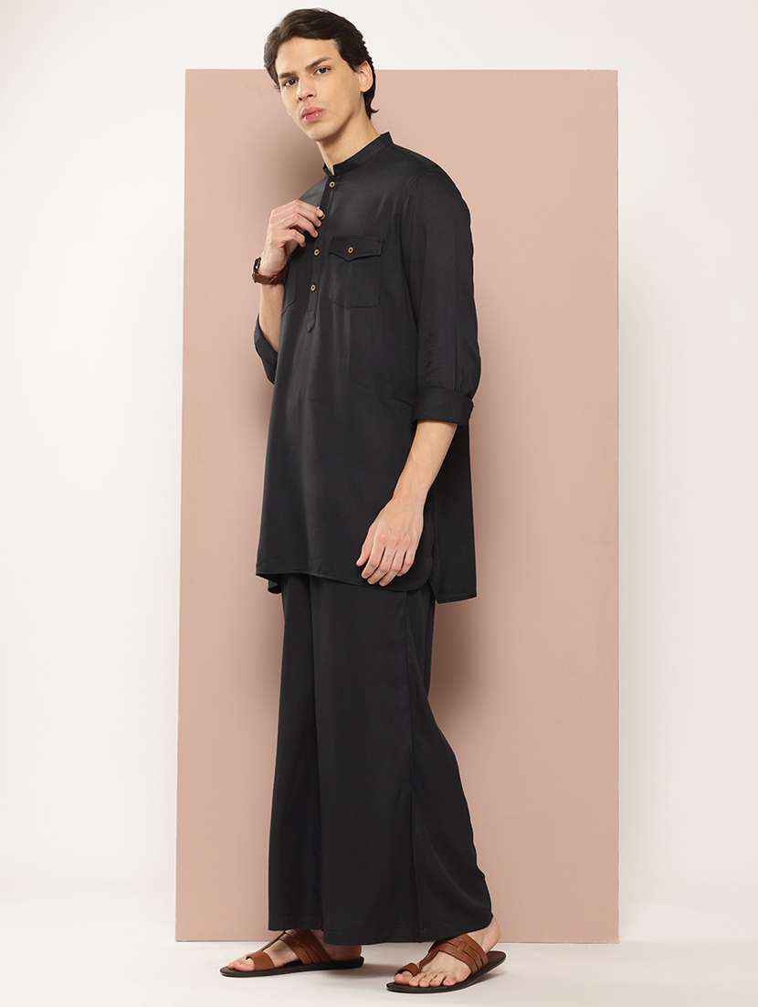 men solid long sleeve pathani ethnic wear set - 22383948 -  Standard Image - 3