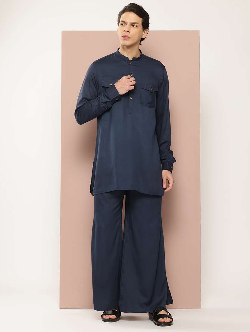 men solid long sleeve pathani ethnic wear set - 22383950 -  Standard Image - 3