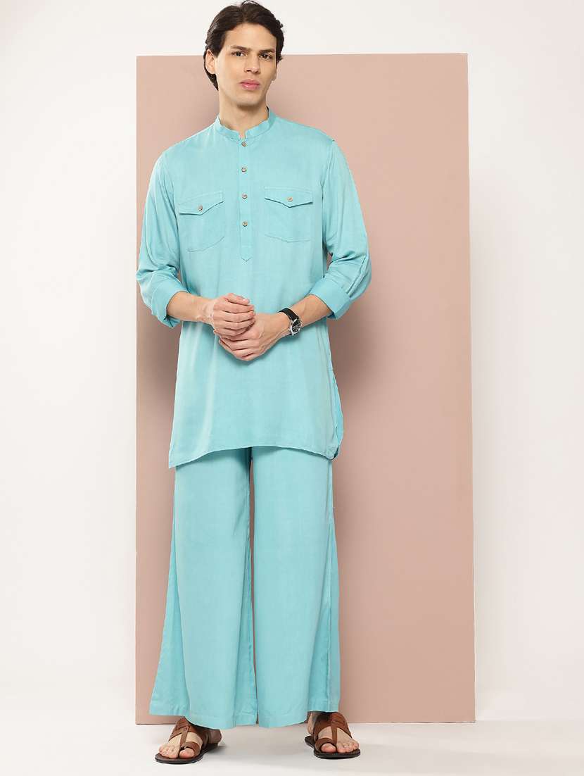 Men Solid Long Sleeve Pathani Ethnic Wear Set - 22383951 -  Standard Image - 3