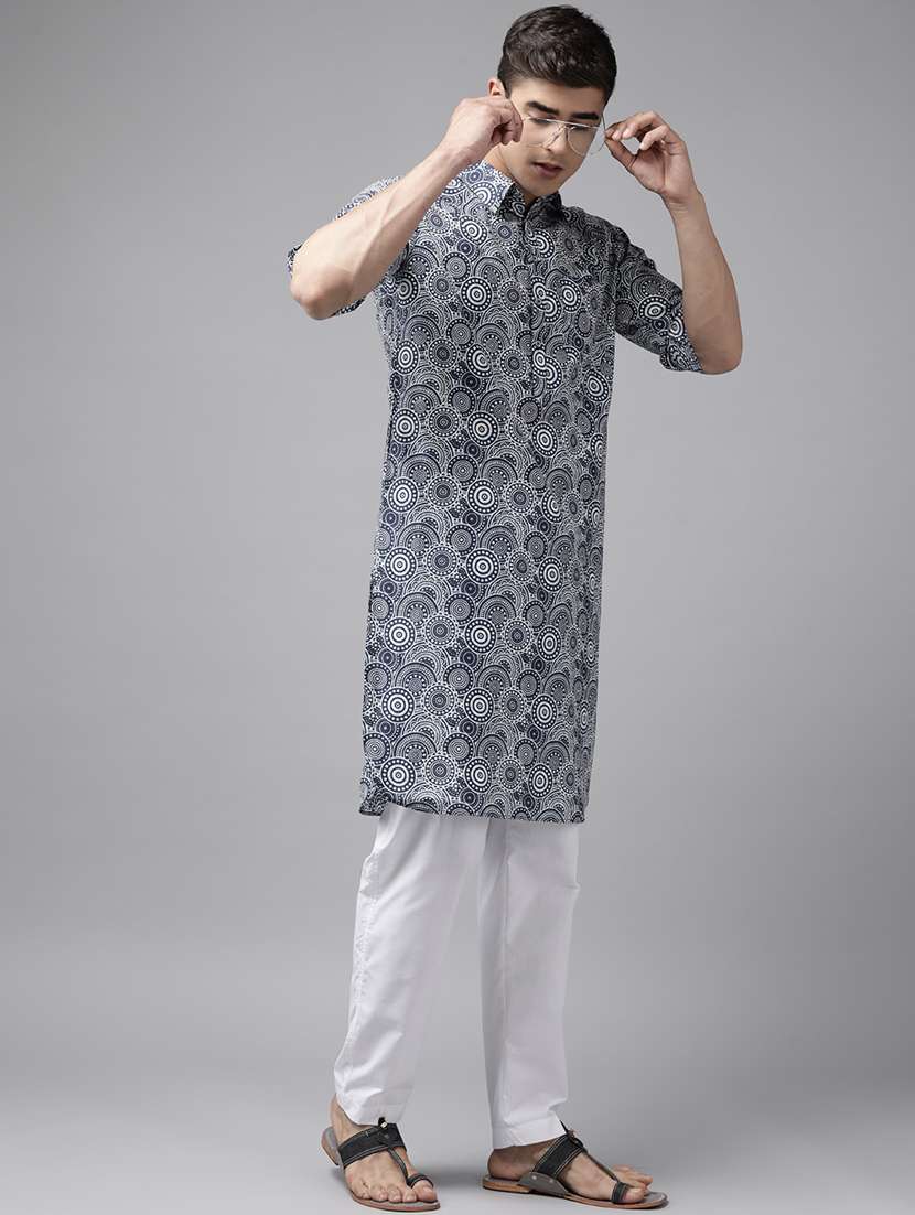 men printed long sleeve pathani set - 22384067 -  Standard Image - 3
