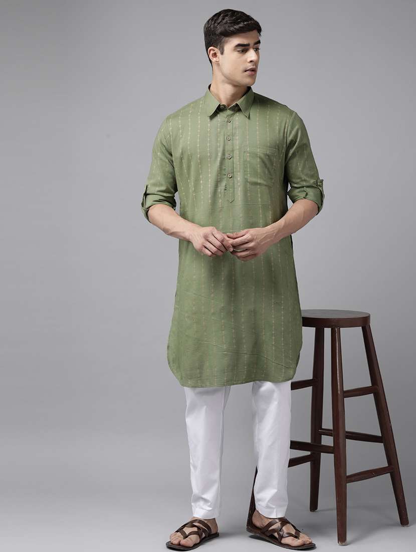 men printed long sleeve pathani set