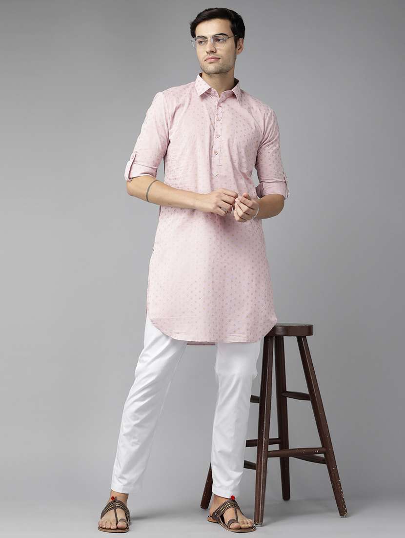 men printed long sleeve pathani set