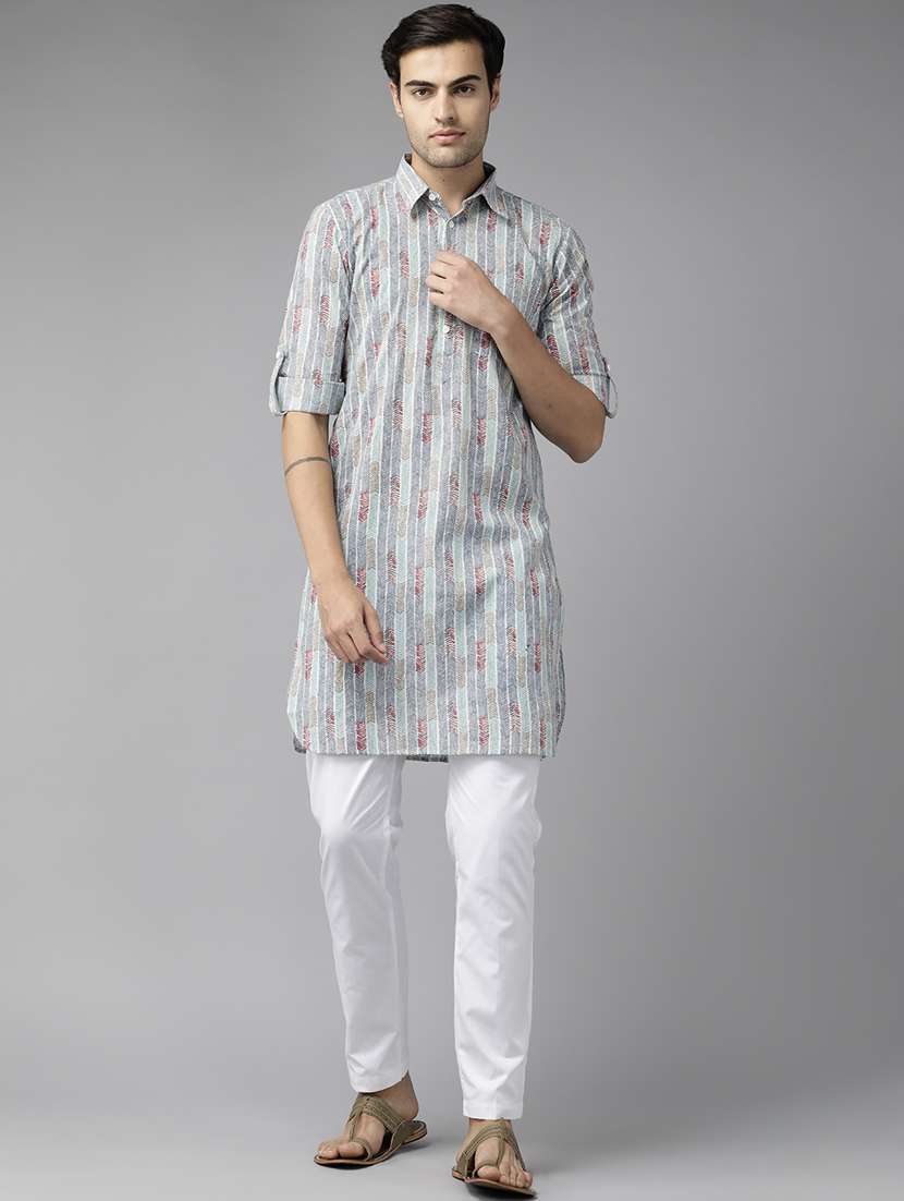 men printed long sleeve pathani set - 22384083 -  Standard Image - 3