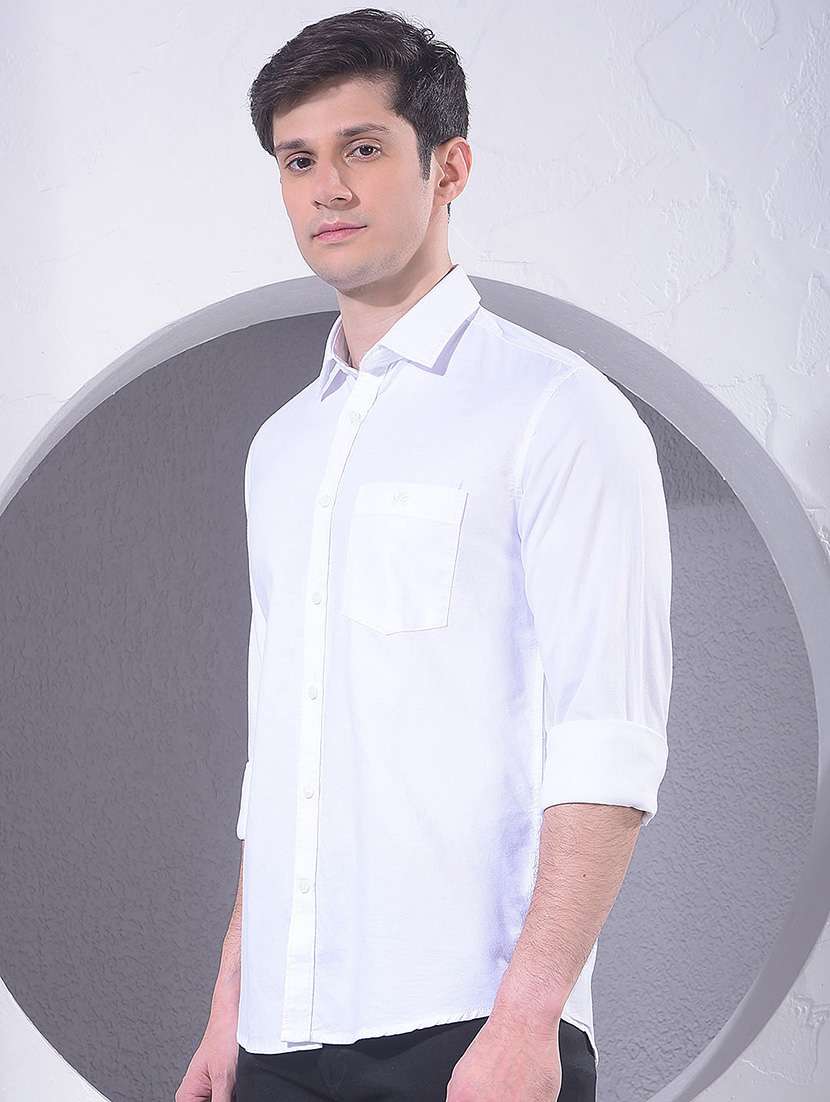 men solid long sleeve slim fit casual shirt - 22384130 -  Standard Image - 3