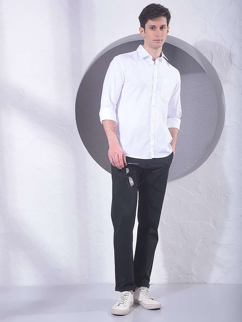 men solid long sleeve slim fit casual shirt - 22384130 -  Standard Image - 5