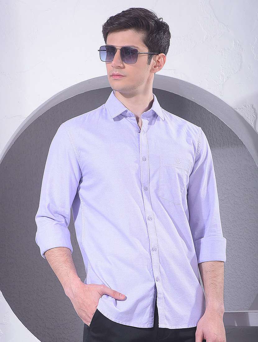 men solid long sleeve slim fit casual shirt