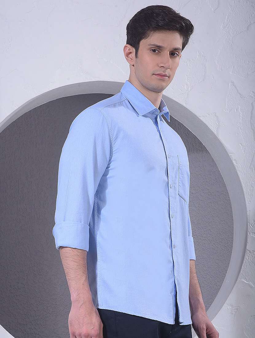 men solid long sleeve slim fit casual shirt - 22384132 -  Standard Image - 3