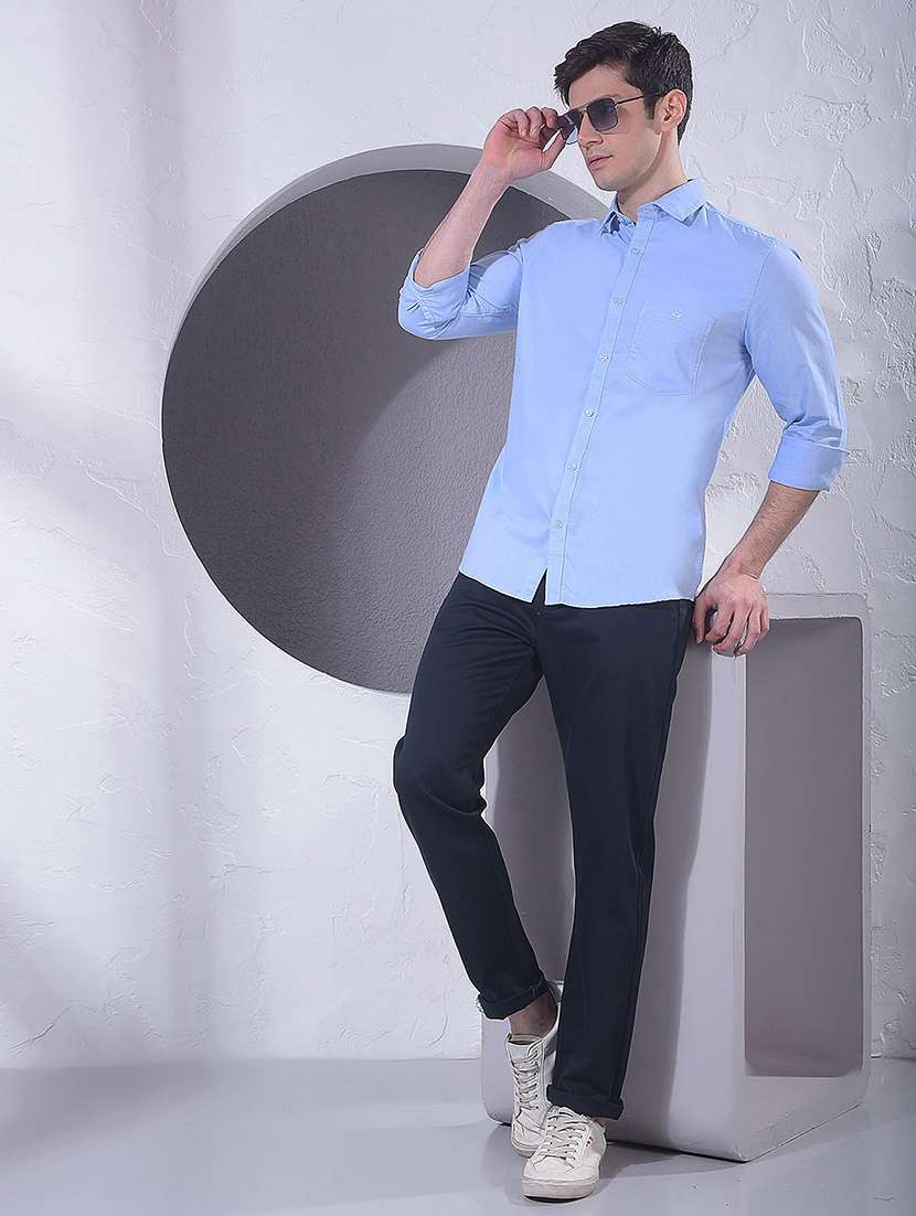 men solid long sleeve slim fit casual shirt - 22384132 -  Standard Image - 5