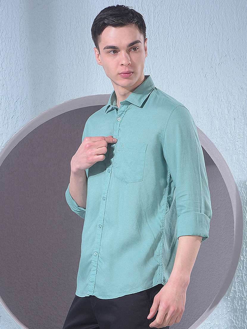 men solid long sleeve slim fit casual shirt - 22384142 -  Standard Image - 3
