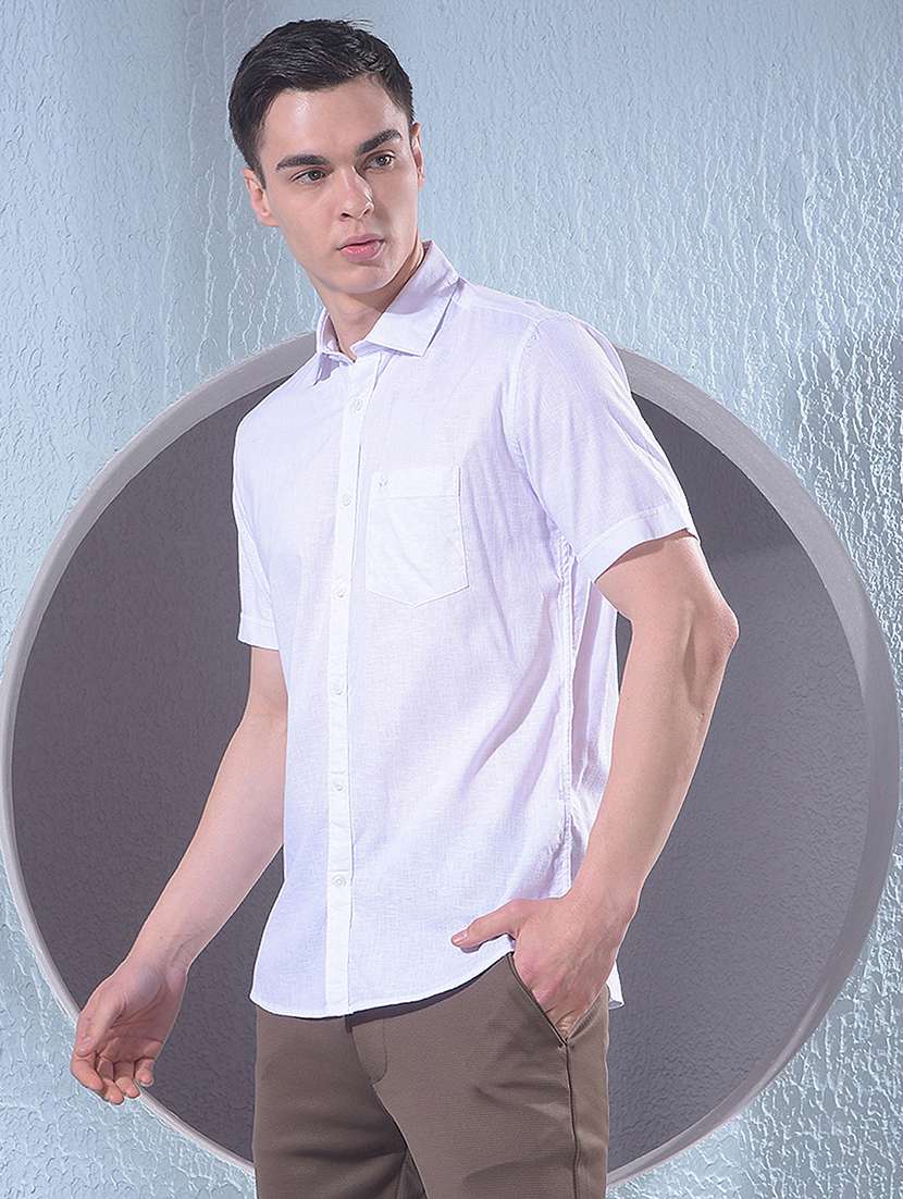 men solid short sleeve slim fit casual shirt - 22384151 -  Standard Image - 3