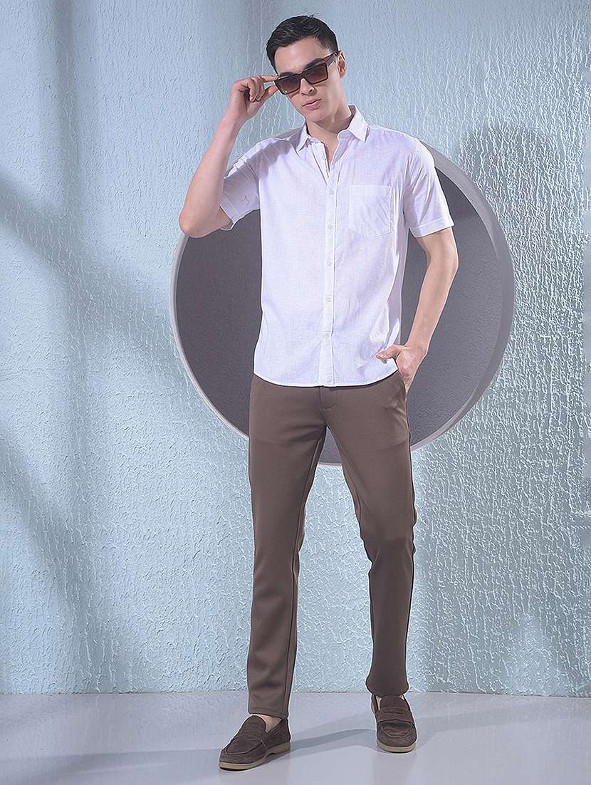 men solid short sleeve slim fit casual shirt - 22384151 -  Standard Image - 5