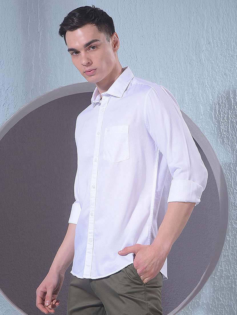 men solid long sleeve slim fit casual shirt - 22384154 -  Standard Image - 3