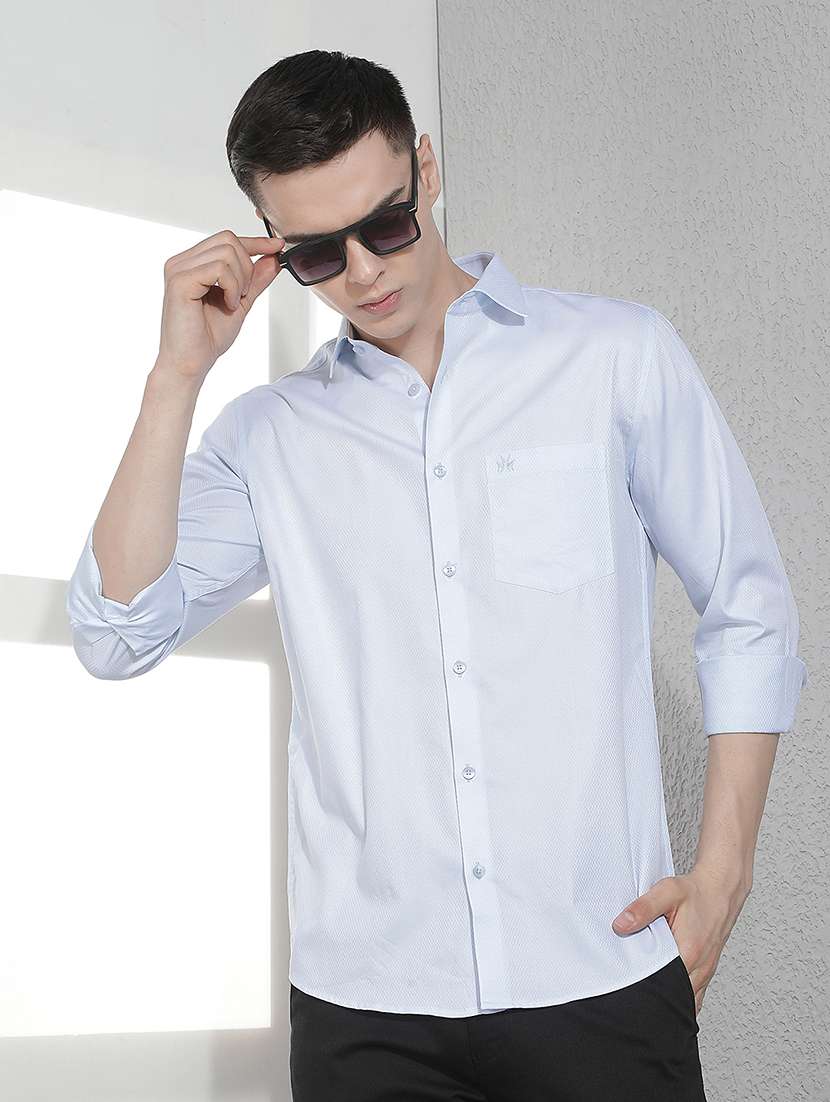 men solid long sleeve slim fit casual shirt