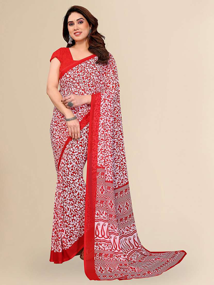 women printed casual wear saree with blouse