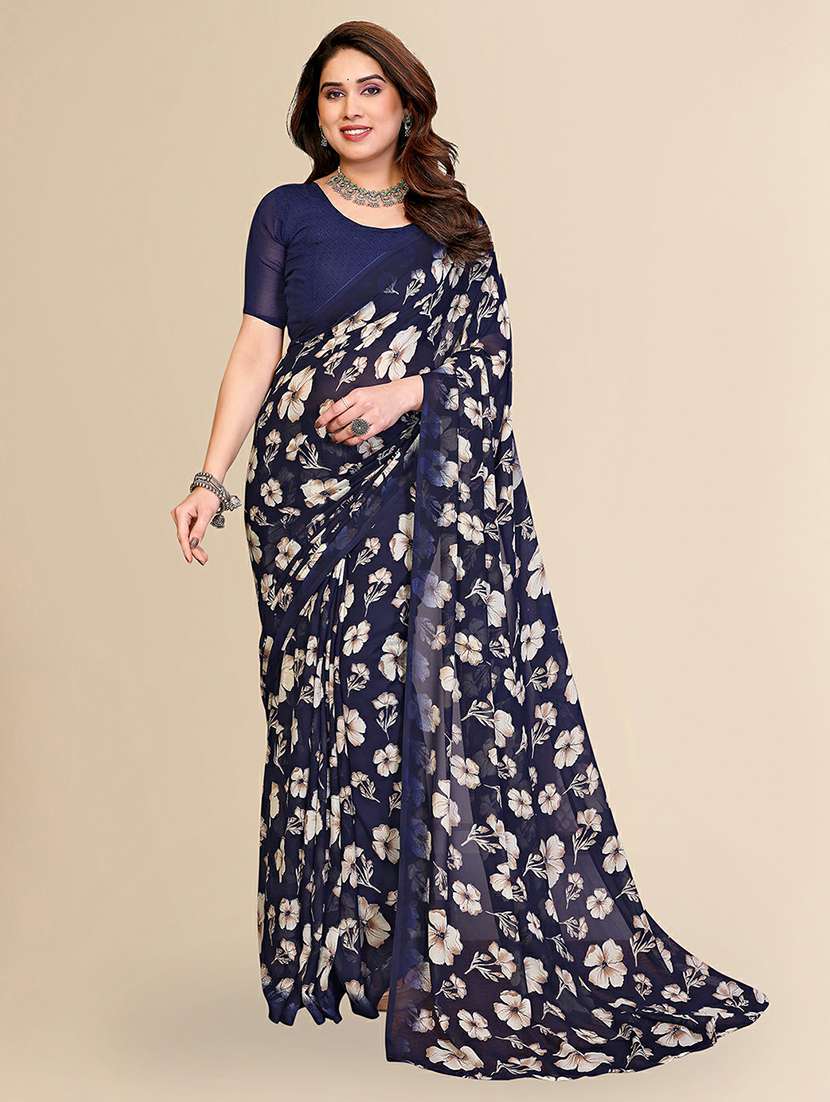 women printed casual wear saree with blouse