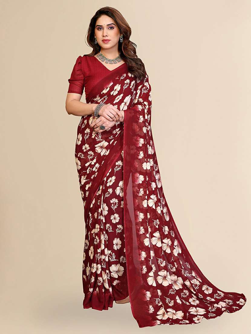 women printed casual wear saree with blouse