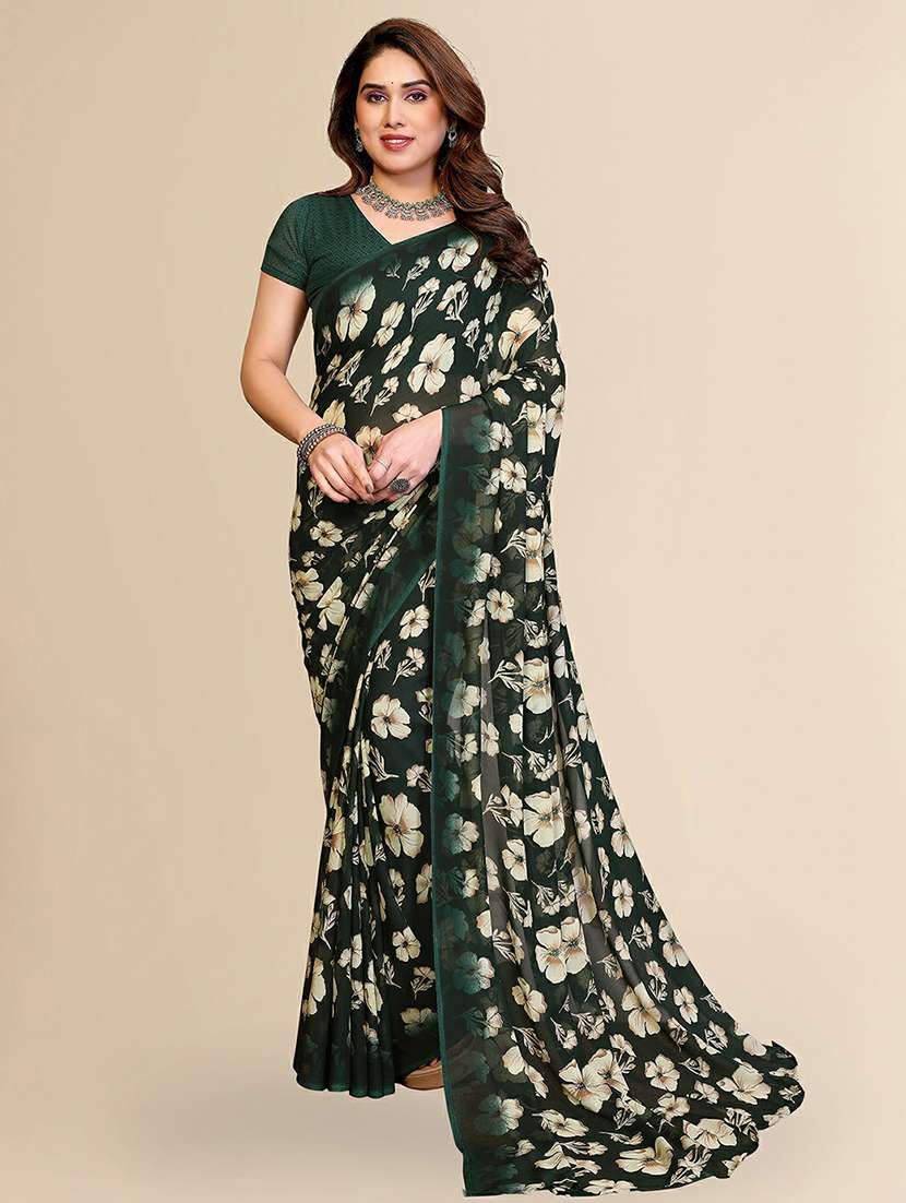 women printed casual wear saree with blouse