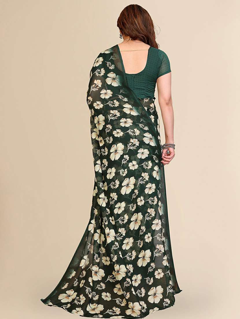 Women Printed Casual Wear Saree With Blouse - 22384178 -  Standard Image - 3