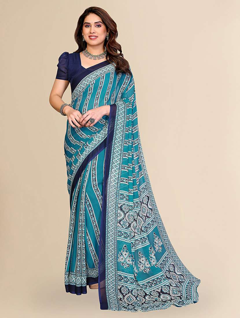 women printed casual wear saree with blouse