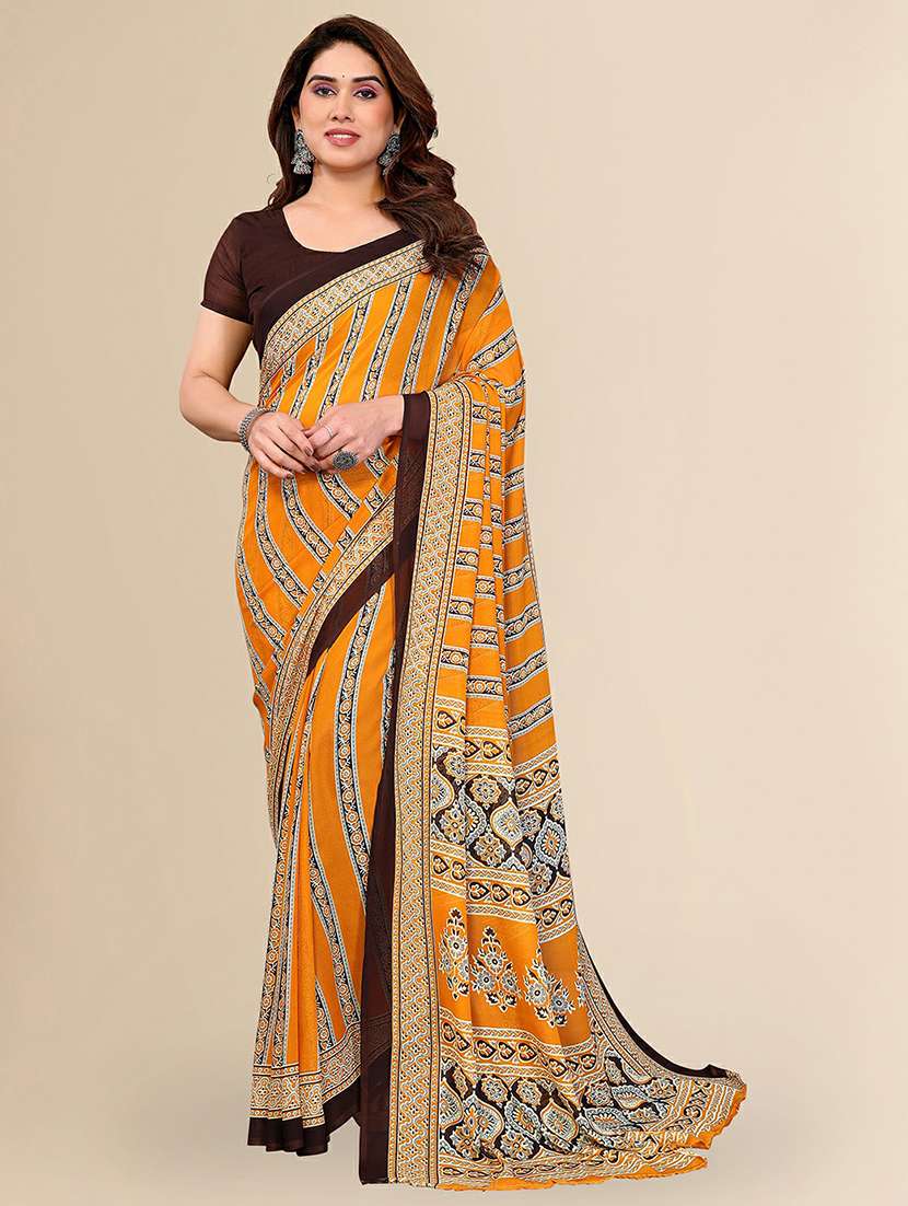 women printed casual wear saree with blouse